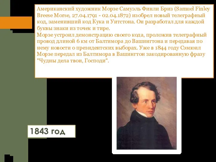 Американский художник Морзе Самуэль Финли Бриз (Samuel Finley Breese Morse, 27.04.1791 -