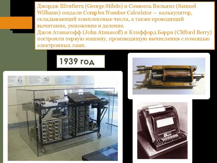 Джордж Штибитц (George Stibits) и Сэмюель Вильямс (Samuel Williams) создали Complex Number