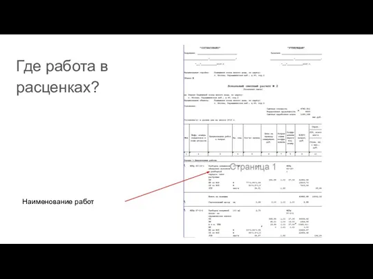 Где работа в расценках? Наименование работ