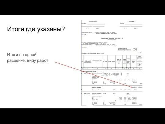 Итоги где указаны? Итоги по одной расценке, виду работ