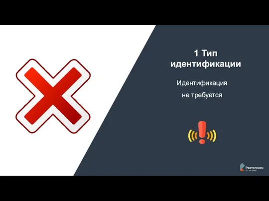 1 Тип идентификации Идентификация не требуется