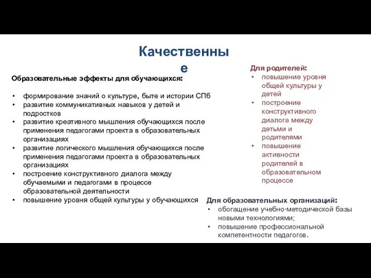 Для образовательных организаций: обогащение учебно-методической базы новыми технологиями; повышение профессиональной компетентности педагогов.