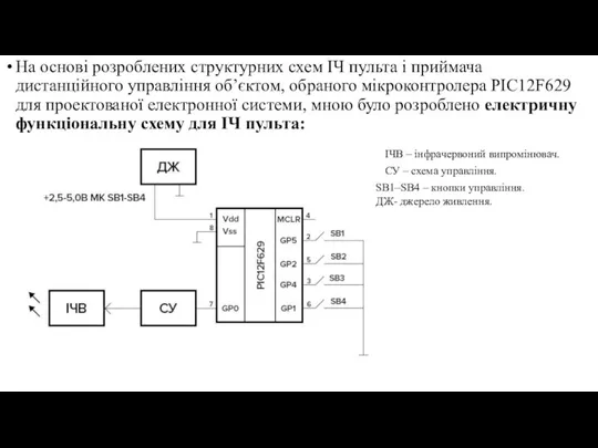 На основі розроблених структурних схем ІЧ пульта і приймача дистанційного управління об’єктом,