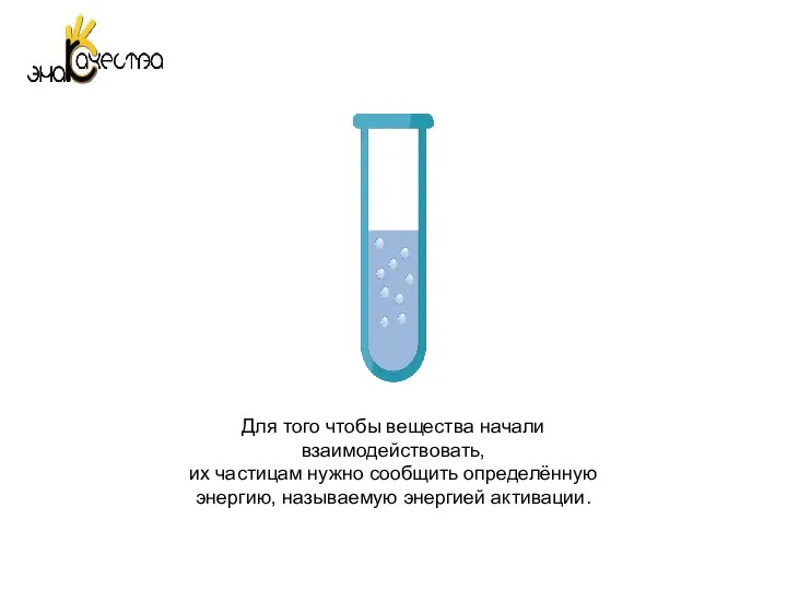 Для того чтобы вещества начали взаимодействовать, их частицам нужно сообщить определённую энергию, называемую энергией активации.