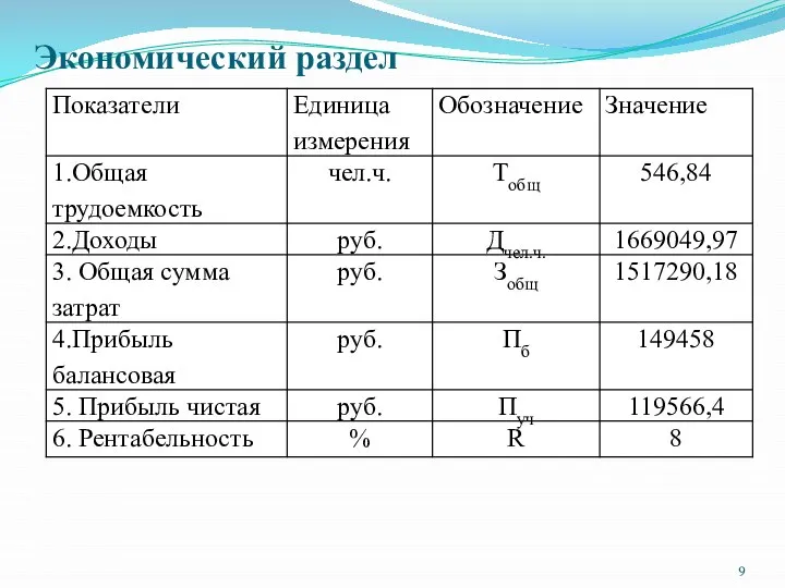 Экономический раздел