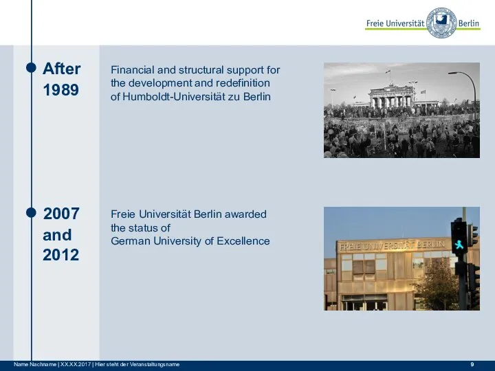 Financial and structural support for the development and redefinition of Humboldt-Universität zu