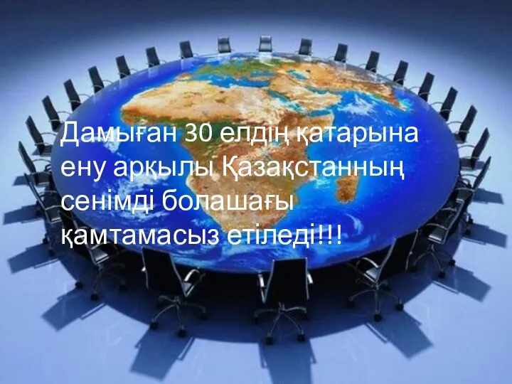 Дамыған 30 елдің қатарына ену арқылы Қазақстанның сенімді болашағы қамтамасыз етіледі!!!