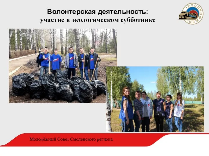 Волонтерская деятельность: участие в экологическом субботнике Молодёжный Совет Смоленского региона