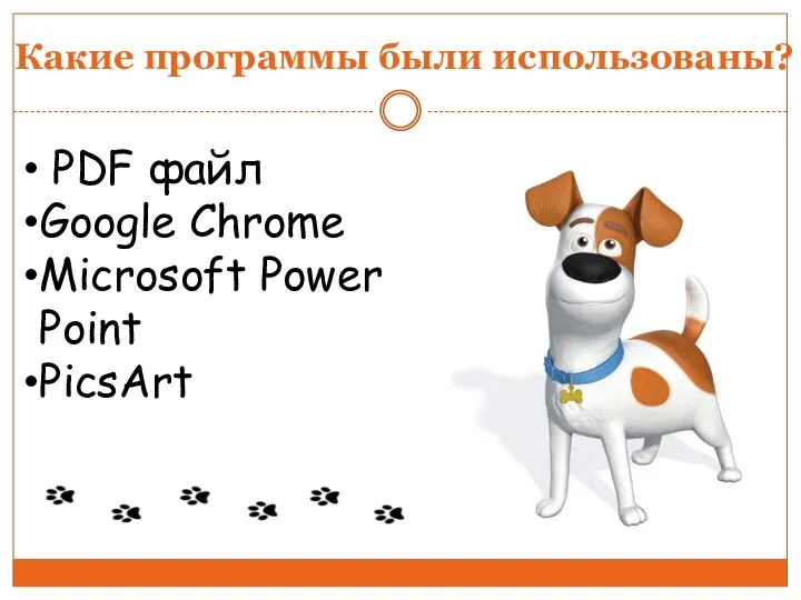 Какие программы были использованы? PDF файл Google Chrome Microsoft Power Point PicsArt