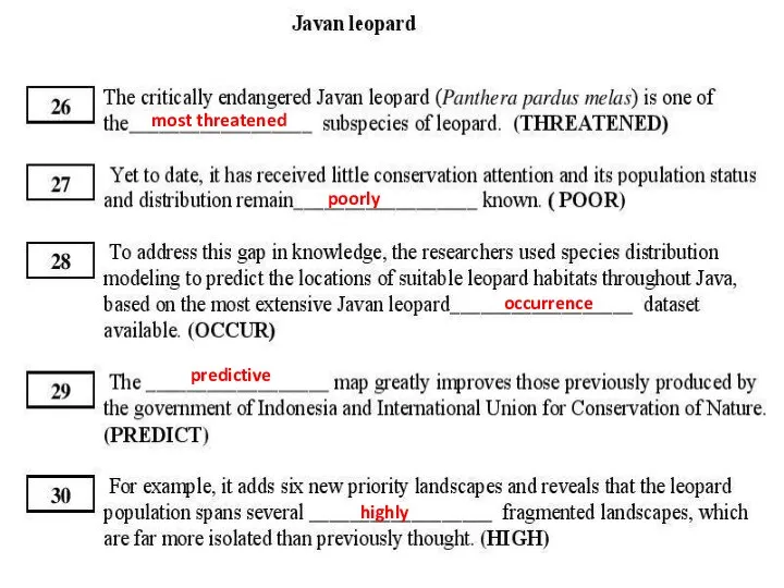 poorly most threatened occurrence predictive highly