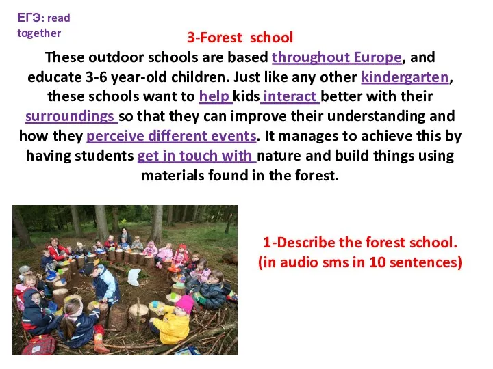 3-Forest school These outdoor schools are based throughout Europe, and educate 3-6