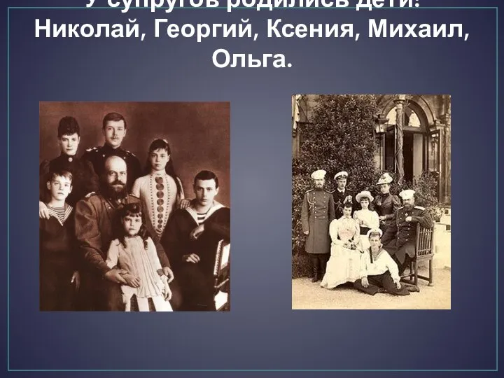 У супругов родились дети: Николай, Георгий, Ксения, Михаил, Ольга.