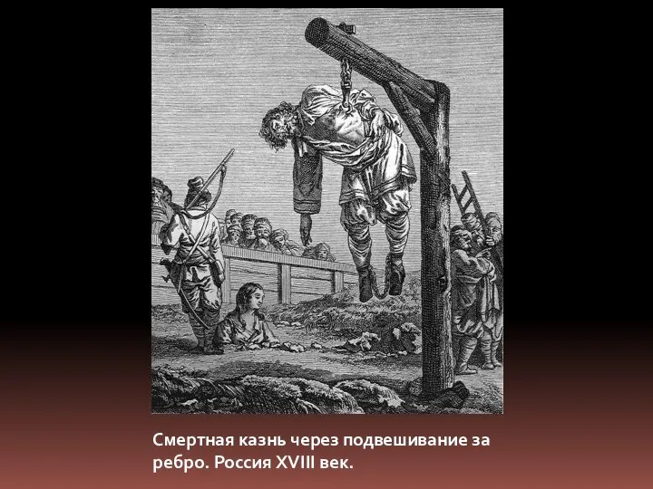 Смертная казнь через подвешивание за ребро. Россия XVIII век.