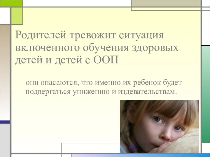 Родителей тревожит ситуация включенного обучения здоровых детей и детей с ООП они