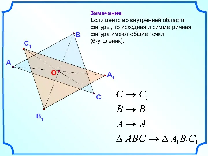 А В С Замечание. Если центр во внутренней области фигуры, то исходная