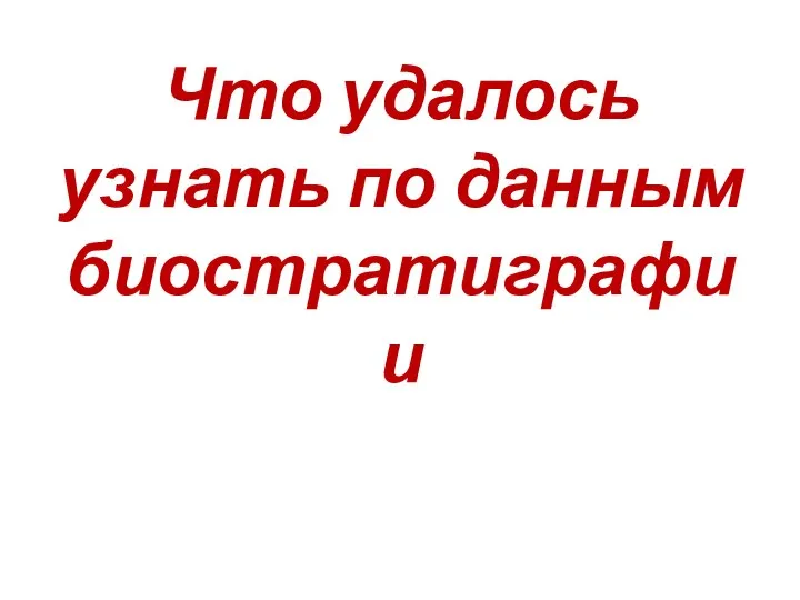 Что удалось узнать по данным биостратиграфии