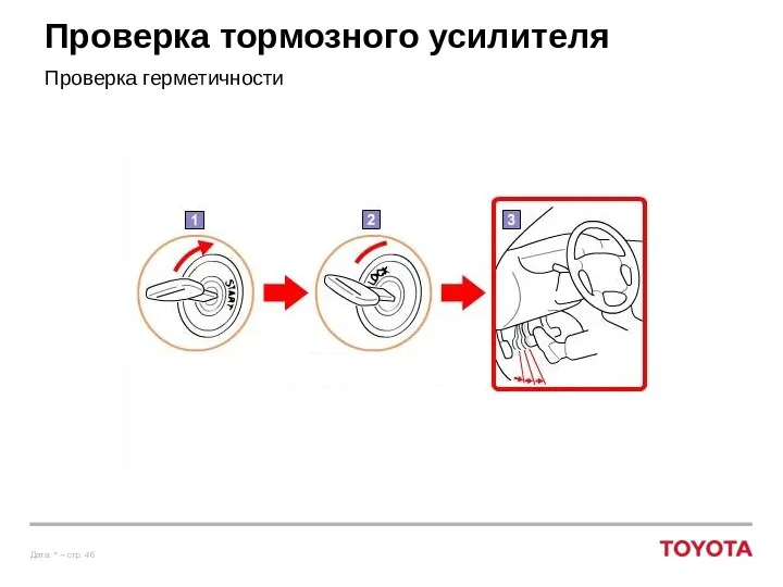 Проверка тормозного усилителя Проверка герметичности