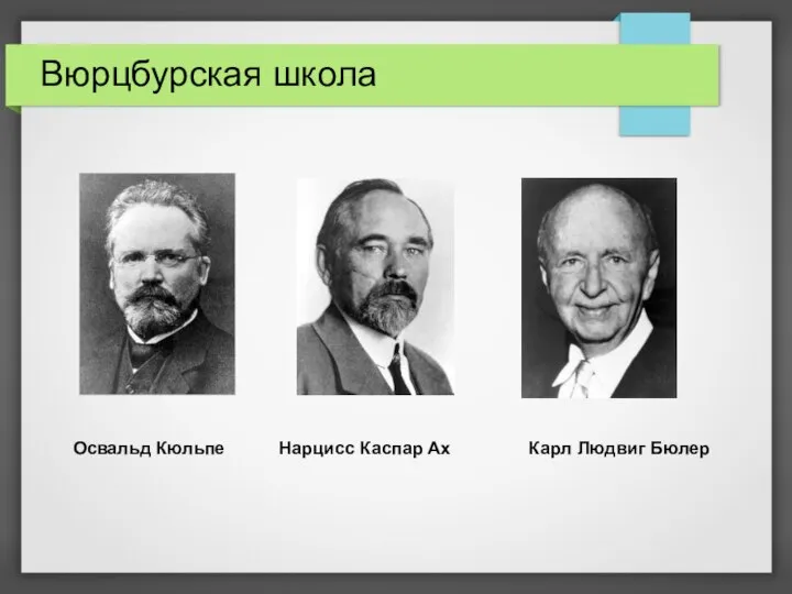 Вюрцбурская школа Карл Людвиг Бюлер Освальд Кюльпе Нарцисс Каспар Ах