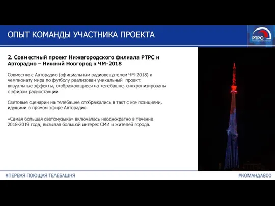 ОПЫТ КОМАНДЫ УЧАСТНИКА ПРОЕКТА 2. Совместный проект Нижегородского филиала РТРС и Авторадио