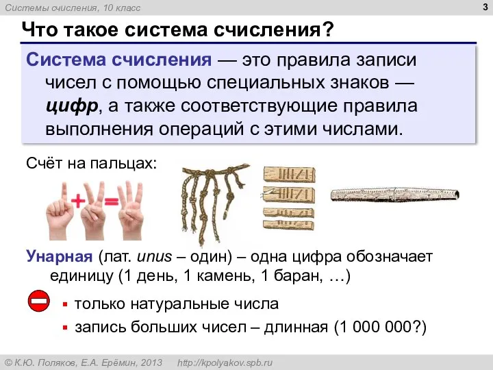 Что такое система счисления? Система счисления — это правила записи чисел с