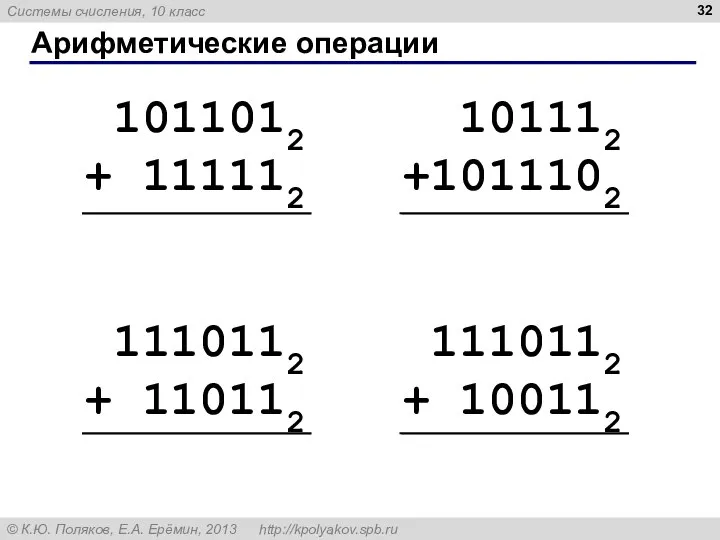 Арифметические операции