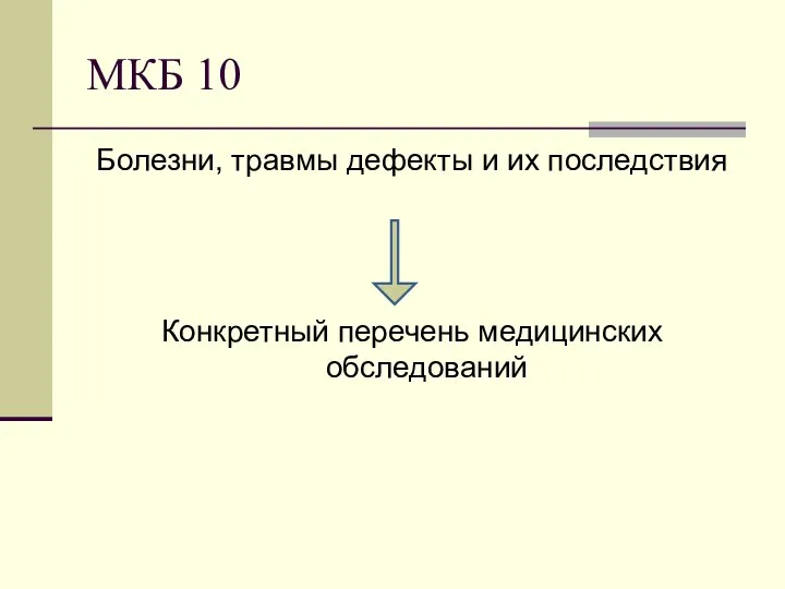 МКБ 10 Болезни, травмы дефекты и их последствия Конкретный перечень медицинских обследований