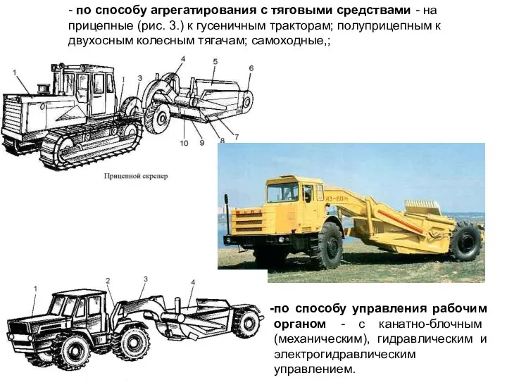 - по способу агрегатирования с тяговыми средствами - на прицепные (рис. 3.)