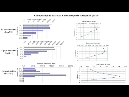 Сопоставление полевых и лабораторных измерений (2019) Высокая пойма (Lokf-10) Средняя пойма (Lokf-11) Низкая пойма (Lokf-12)