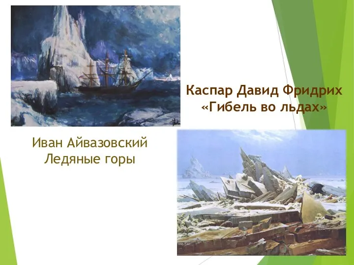 Каспар Давид Фридрих «Гибель во льдах» Иван Айвазовский Ледяные горы
