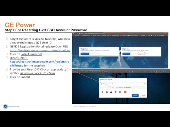 GE Power Steps For Resetting B2B SSO Account Password Forget Password is