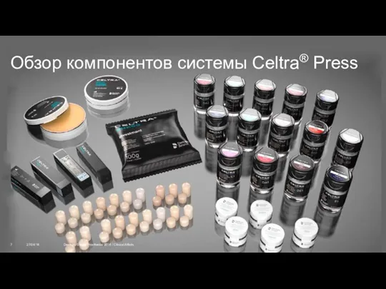 Обзор компонентов системы Celtra® Press 27/04/18 Dentsply Sirona Prosthetics 2016 / Clinical Affairs