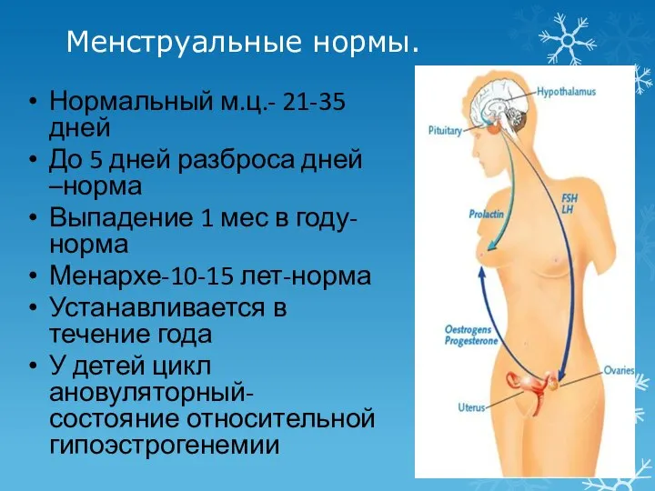 Менструальные нормы. Нормальный м.ц.- 21-35 дней До 5 дней разброса дней –норма