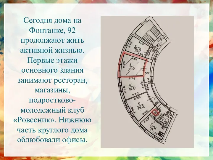 Сегодня дома на Фонтанке, 92 продолжают жить активной жизнью. Первые этажи основного