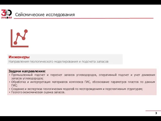 Сейсмические исследования Задачи направления: Промышленный подсчет и пересчет запасов углеводородов, оперативный подсчет