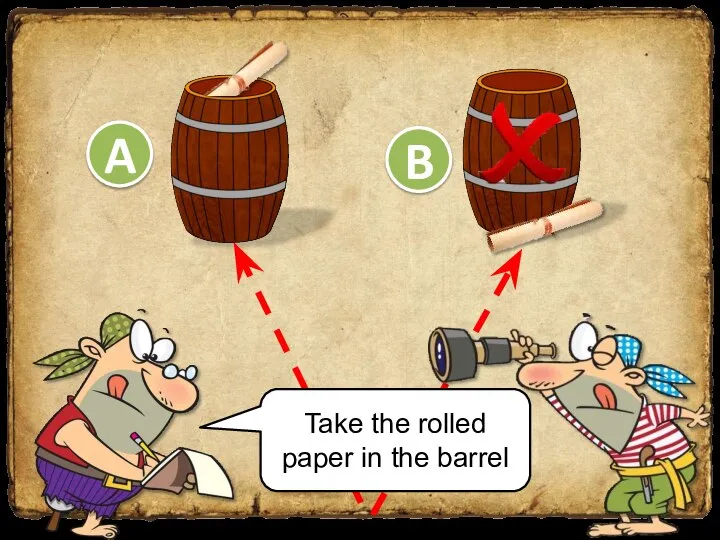 A B Take the rolled paper in the barrel