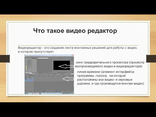 Что такое видео редактор Видеоредактор - это создание листа монтажных решений для