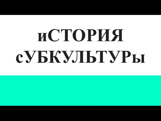 иСТОРИЯ сУБКУЛЬТУРы