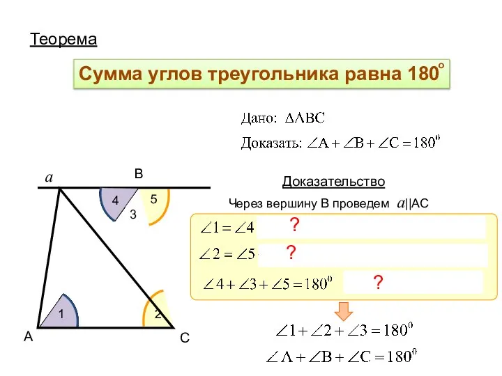 Теорема А С В Доказательство Через вершину В проведем а||AC a 2