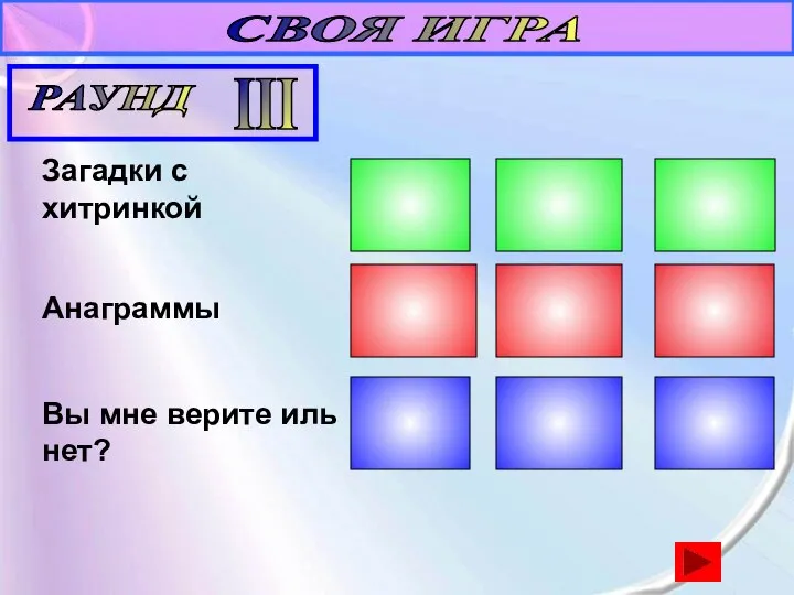 СВОЯ ИГРА 80 100 120 РАУНД III 80 100 120 80 100 120