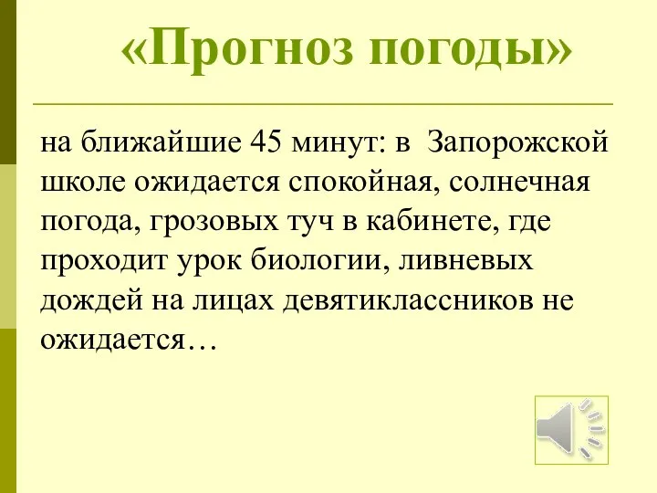 «Прогноз погоды» на ближайшие 45 минут: в Запорожской школе ожидается спокойная, солнечная