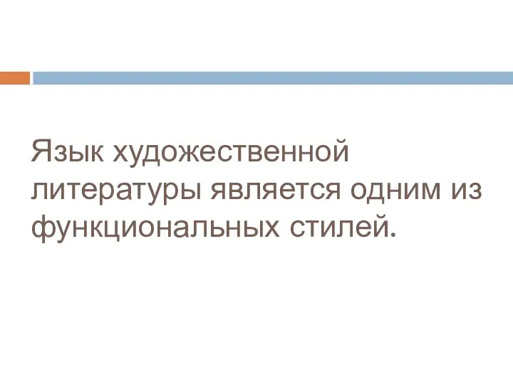 Язык художественной литературы является одним из функциональных стилей.