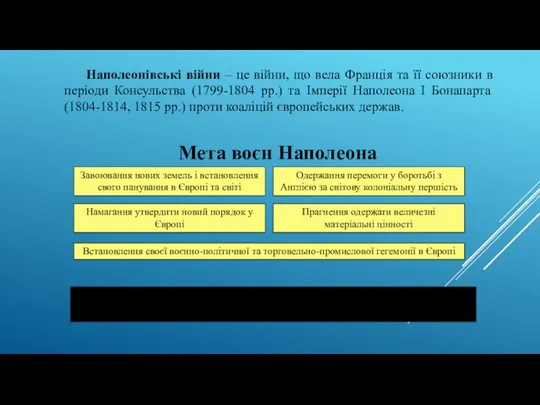 Наполеонівські війни – це війни, що вела Франція та її союзники в