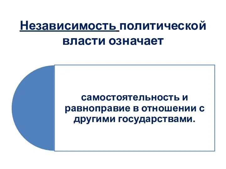 Независимость политической власти означает