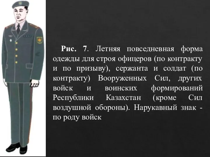 Рис. 7. Летняя повседневная форма одежды для строя офицеров (по контракту и