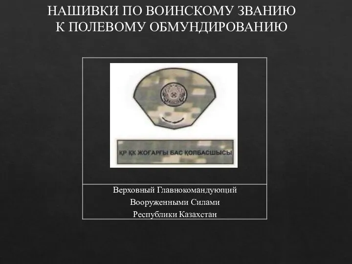 НАШИВКИ ПО ВОИНСКОМУ ЗВАНИЮ К ПОЛЕВОМУ ОБМУНДИРОВАНИЮ