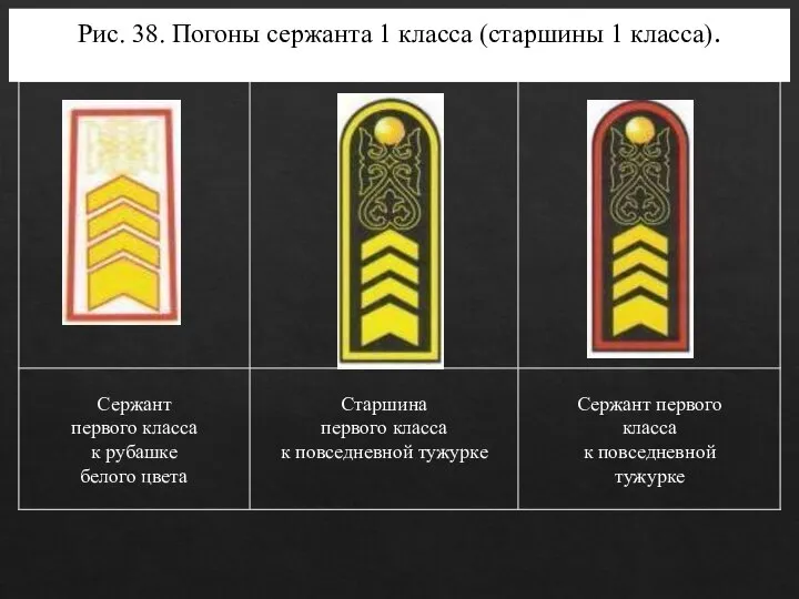 Рис. 38. Погоны сержанта 1 класса (старшины 1 класса).