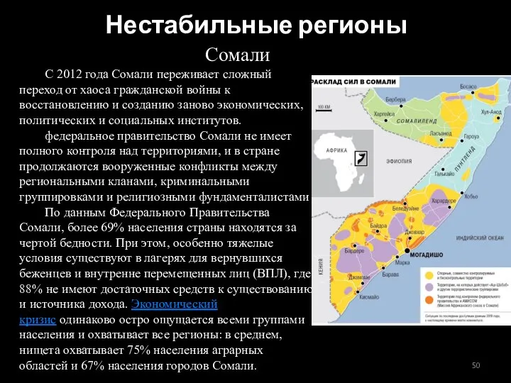 Сомали С 2012 года Сомали переживает сложный переход от хаоса гражданской войны