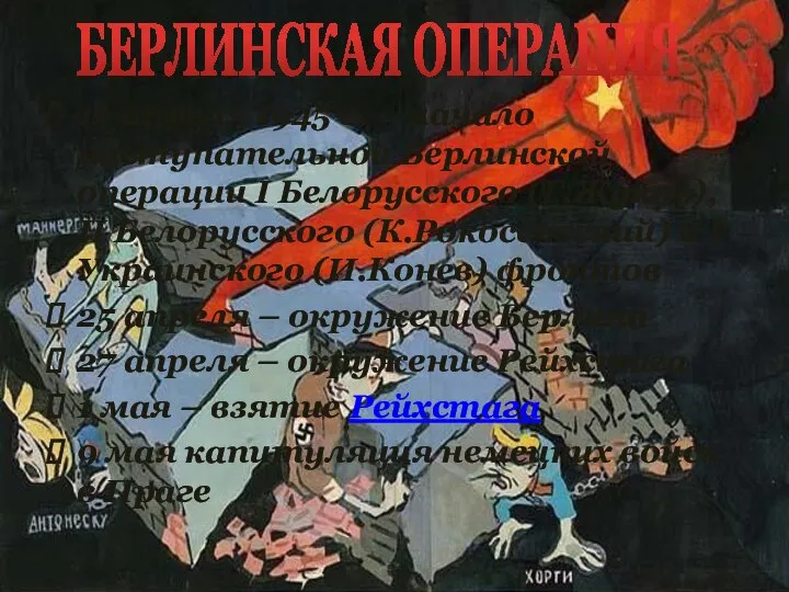 16 апреля 1945 г. – начало наступательной Берлинской операции I Белорусского (Г.Жуков),