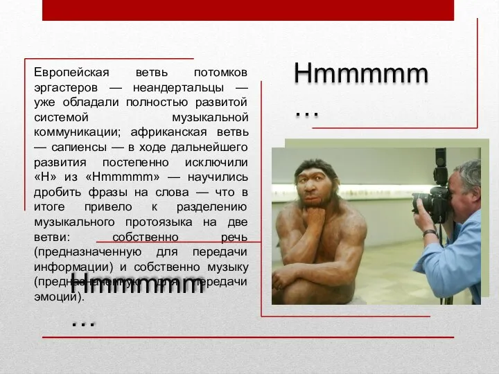 Европейская ветвь потомков эргастеров — неандертальцы — уже обладали полностью развитой системой