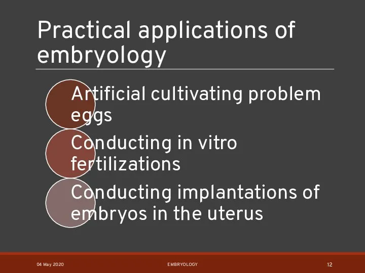 Practical applications of embryology 04 May 2020 EMBRYOLOGY